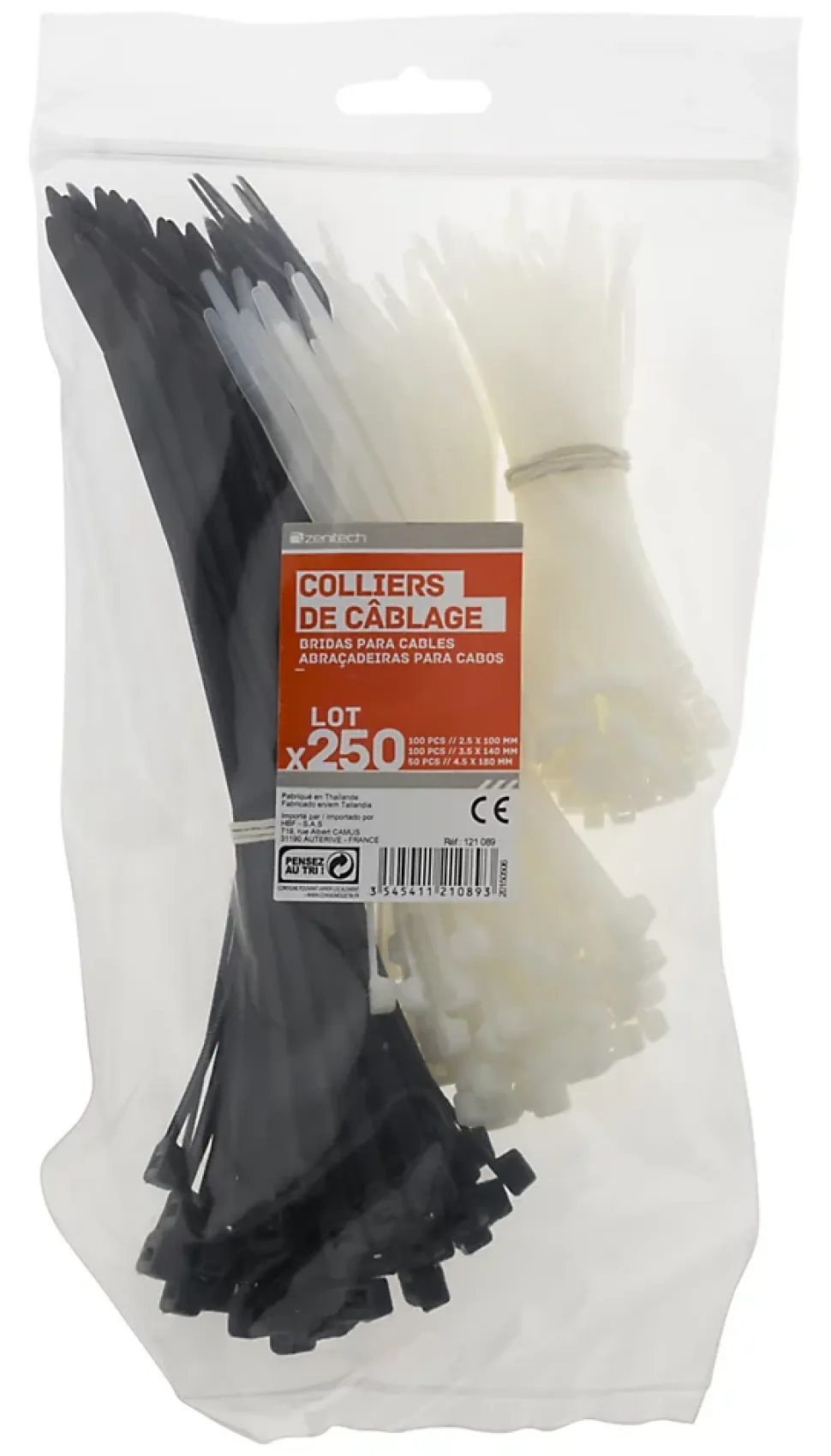 Collier de câblage Zenitech 250 pièces