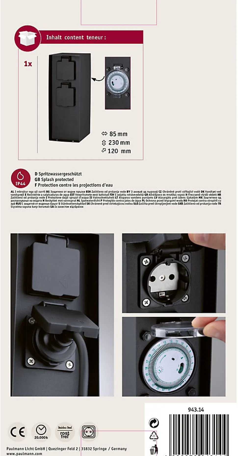 Colonne de prises Rio Horloge de programmation IP44 Anthracite