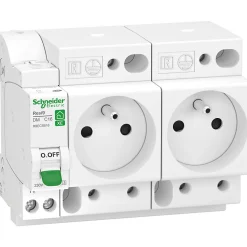 Combiné disjoncteur + 2 prises modulaires courbe C phase + neutre 16A Schneider Electric Resi9 XE