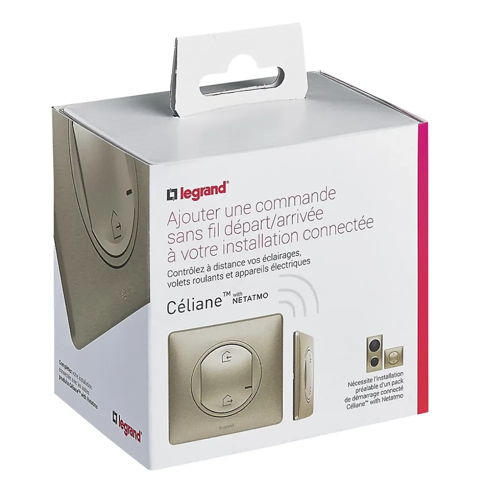 Commande générale sans fil Départ/Arrivée pour installation connectée Céliane with Netatmo titane