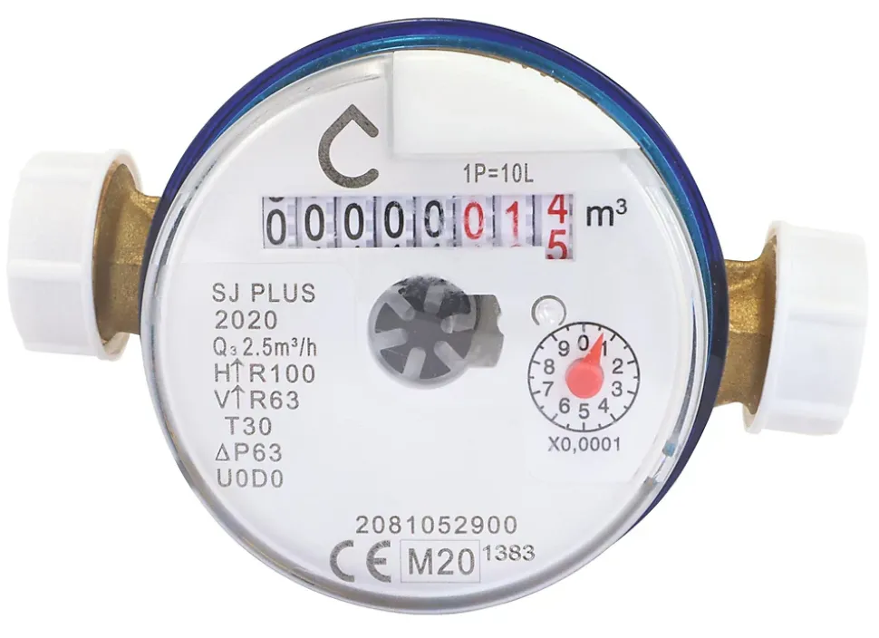 Compteur d'eau jet unique eau froide calibre 15 mâle/ mâle 20/27 laiton Somatherm for you