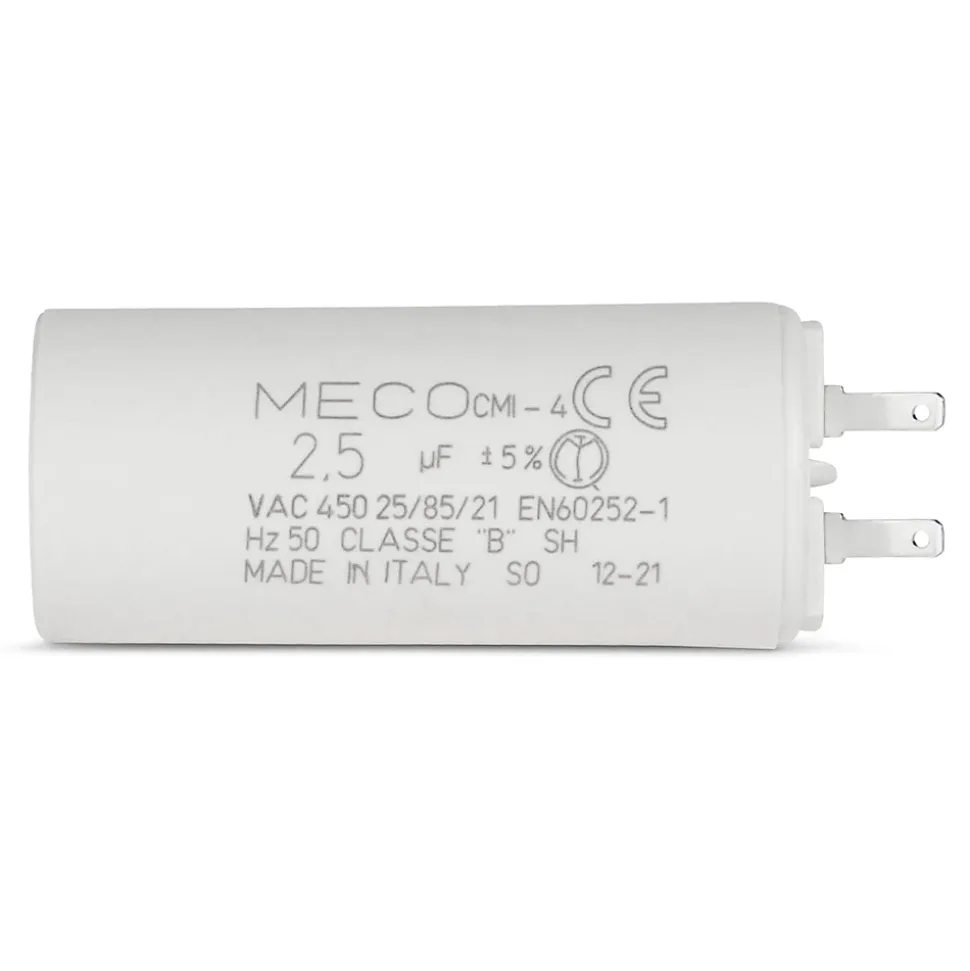 Condensateur ALLOTECH MECO 2,5 µF universel (CMI4 254) fond plat et cosses pour moteur de store et électroménager