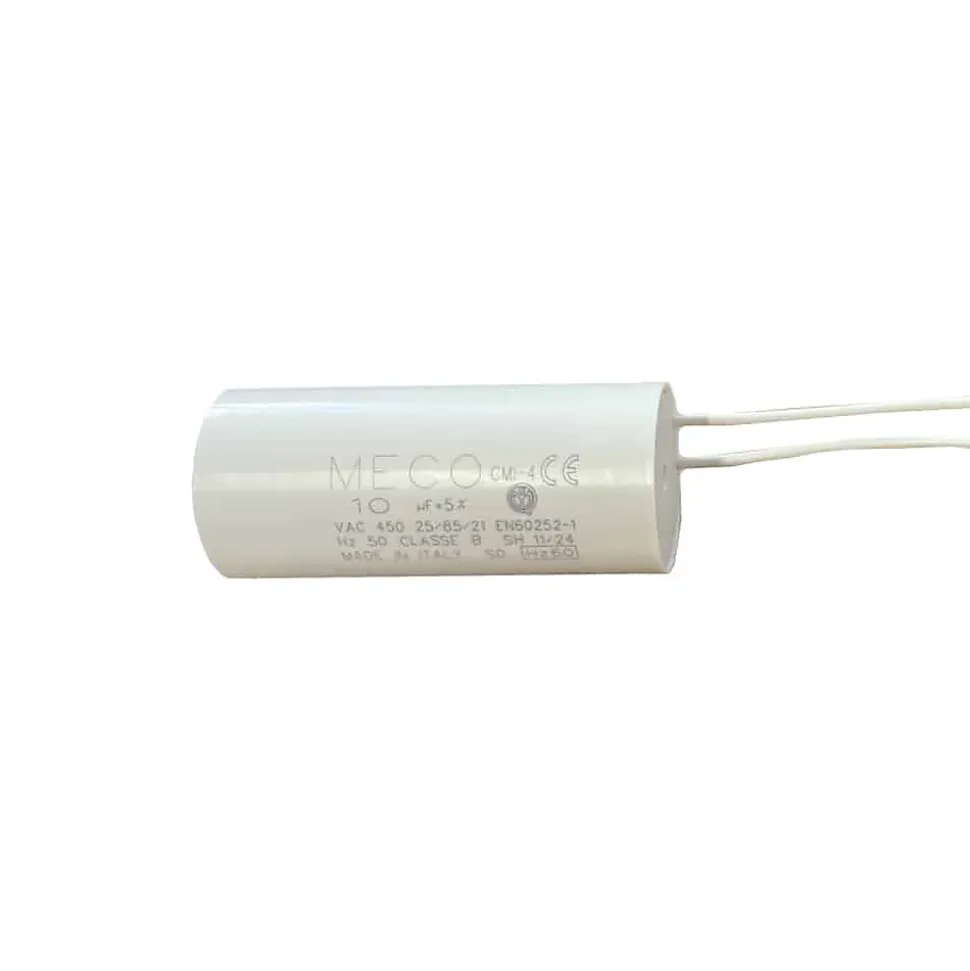 Condensateur ALLOTECH MECO 10 µF universel (CMI4 1004) fil et fond plat pour moteur de store et électroménager