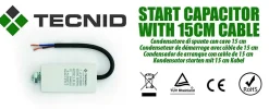 Condensateur de démarrage pour moteurs électriques, 450V, capacité : 60 microfarad, avec câble de 15cm