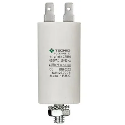 Condensateur de démarrage pour moteurs électriques, 450V, capacité : 10 microfarad, 4 broches / M8
