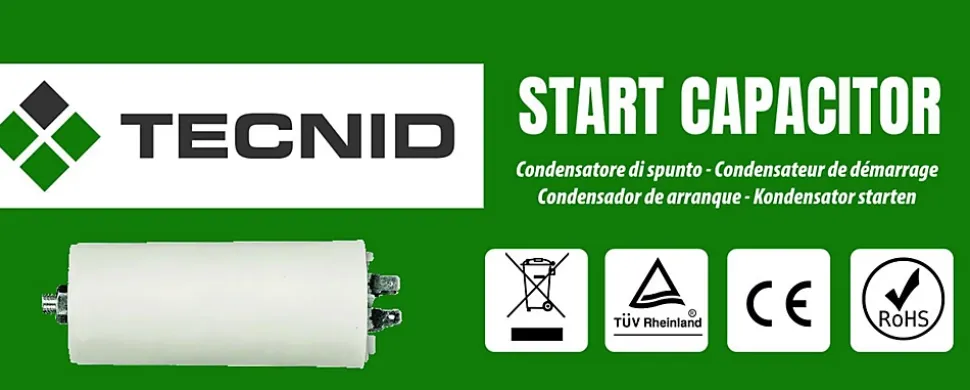 Condensateur de démarrage pour moteurs électriques, 450V, capacité : 6 microfarad, 4 broches / M8