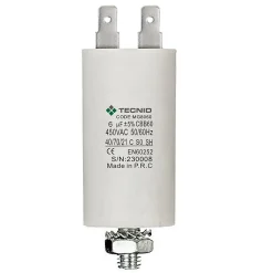 Condensateur de démarrage pour moteurs électriques, 450V, capacité : 6 microfarad, 4 broches / M8