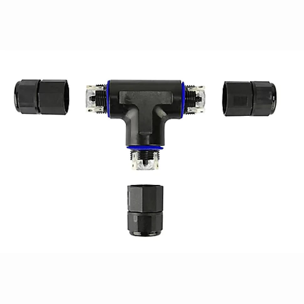 Connecteur de câble étanche en T IP68 3 fils noir