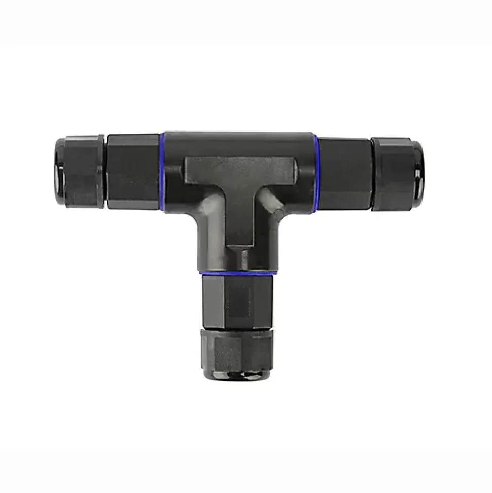 Connecteur de câble étanche en T IP68 3 fils noir
