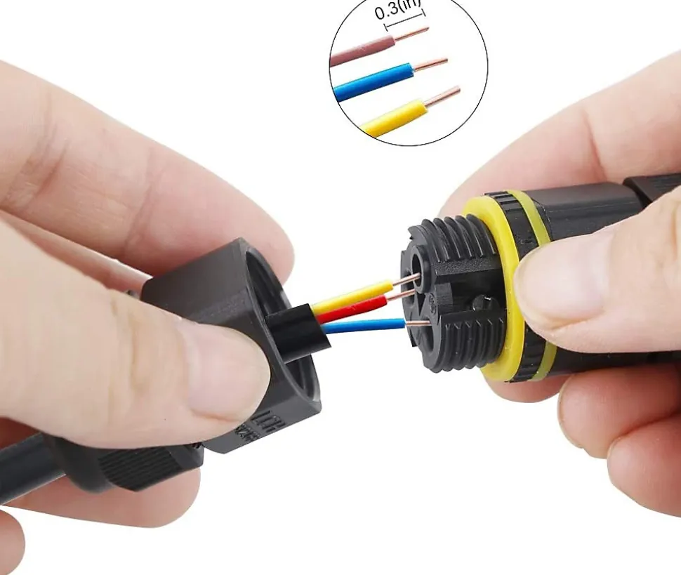 Connecteur électrique 3 pôles, IP68