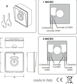Contacteur a cle - 1 contact - MYRS by PROTECO - 1204
