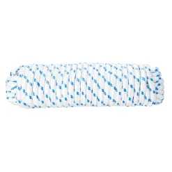 Corde tressée en polypropylène blanche et bleue ø 10 mm, 7.5 m