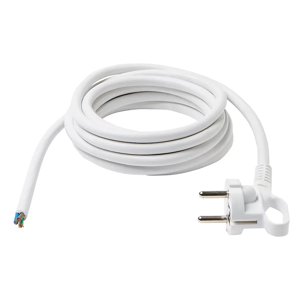 Cordon de rechange pour appareil avec mise à la terre Diall 16A H05VVF 3G1.5mm² 3m blanc