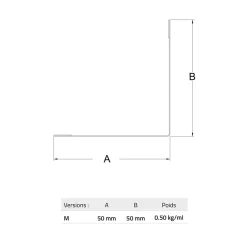Cornière pour bardage et parement M50 Le Profileur Français noir mat 50x50x2300 mm