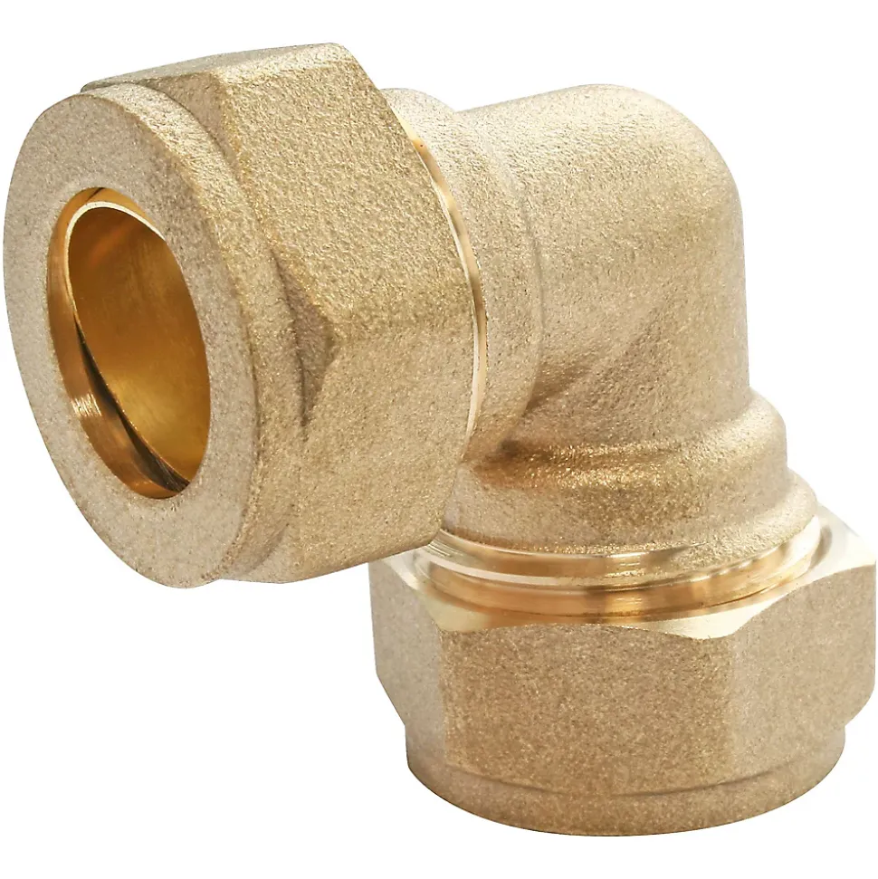 Coude égal bicône à bague laiton pour tube cuivre Ø14