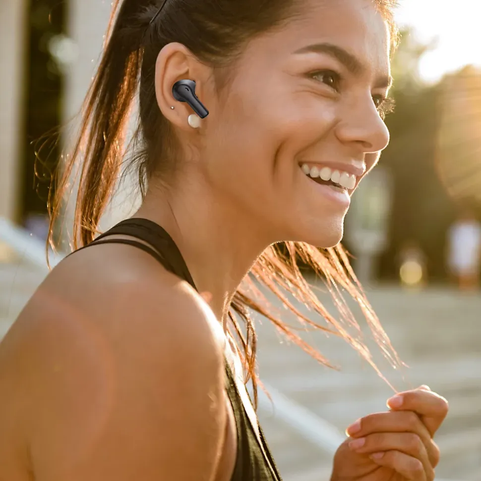 Écouteurs Bluetooth réduction bruit ANC -45dB, ENC -40dB et boitier de charge