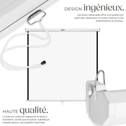 Écran de projection extensible mural en polyester blanc