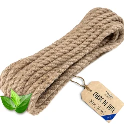 Creative Deco 30m Corde de Jute Epaisseur 10mm - Personnalisation Possible Tous les 5m - Corde Solide - Torsadé Fibres Naturelles