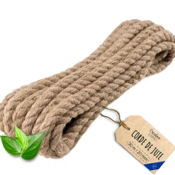 Creative Deco 30m Corde de Jute Epaisseur 20mm - Personnalisation Possible Tous les 5m - Corde Solide - Torsadé Fibres Naturelles