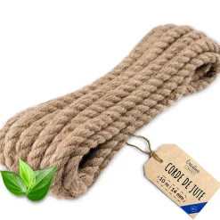 Creative Deco 10m Corde de Jute Epaisseur 14mm - Personnalisation Possible Tous les 5m - Corde Solide - Fibres Naturelles