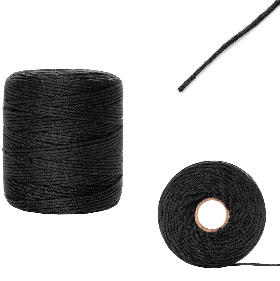 Creative Deco 3mm x 200m Corde Macramé Noir - Fil de Coton et Polyester - +/- 0.5 mm Épaisseur - Decoration Jardinage Emballage