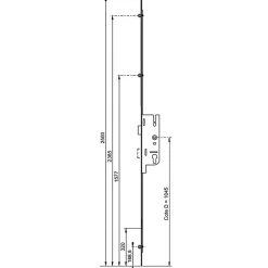 Crémone à larder EUROPA axe 40mm 3 galets têtière 18mm Longueur 2500mm - FERCO - 6-33168-03-0-1