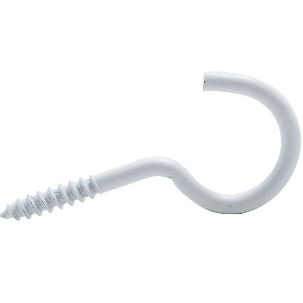 Crochet à visser plastifié blanc filet bois Viswood
