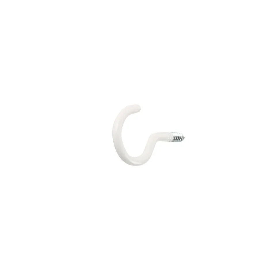 Crochet rond à visser en acier plastifié blanc 30x15 mm - 10 pièces