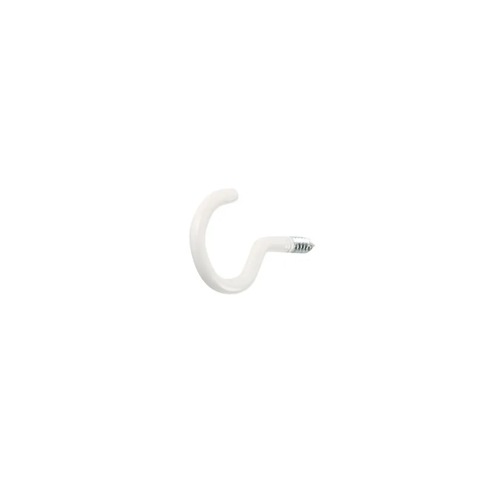 Crochet rond à visser en acier plastifié blanc 30x17 mm - 4 pièces