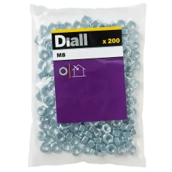Écrous hexagonaux en acier zingué ø 8 - 200 pièces