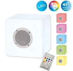 Cube décoratif avec Bluetooth 'Cube' en métal et plastique, avec changeur de couleur et LED intégrées