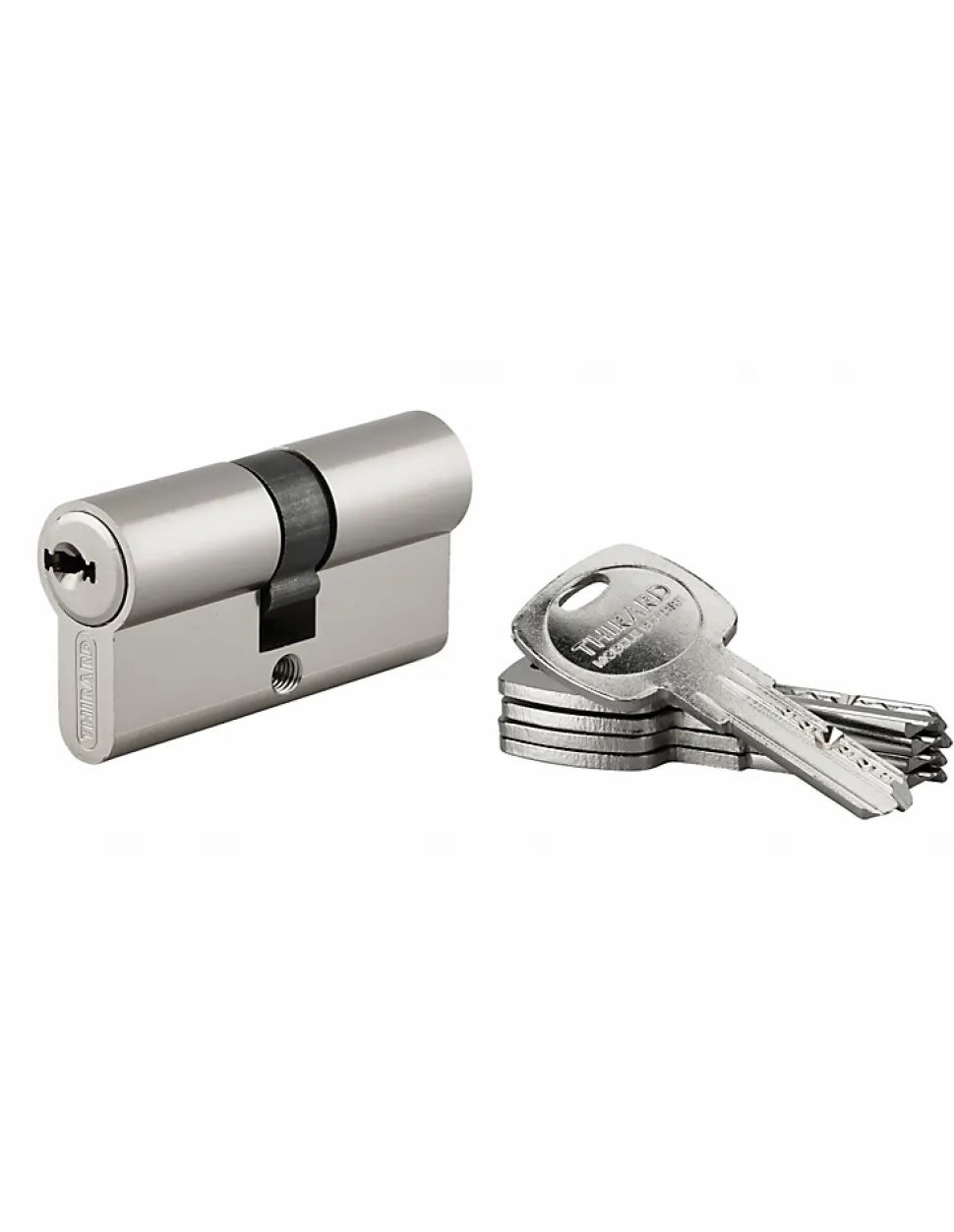 Cylindre de serrure double entrée Trafic 6, 30x30mm, nickel, anti-arrachement, anti-perçage, panneton réduit, 5 clés - THIRARD