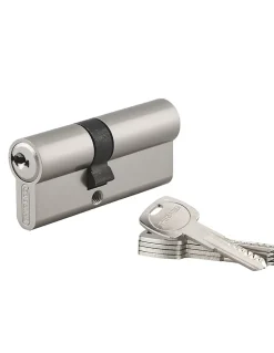 Cylindre de serrure double entrée Trafic 6, 30x40mm, anti-arrachement, anti-perçage, nickel, fonction urgence 5 clés - THIRARD
