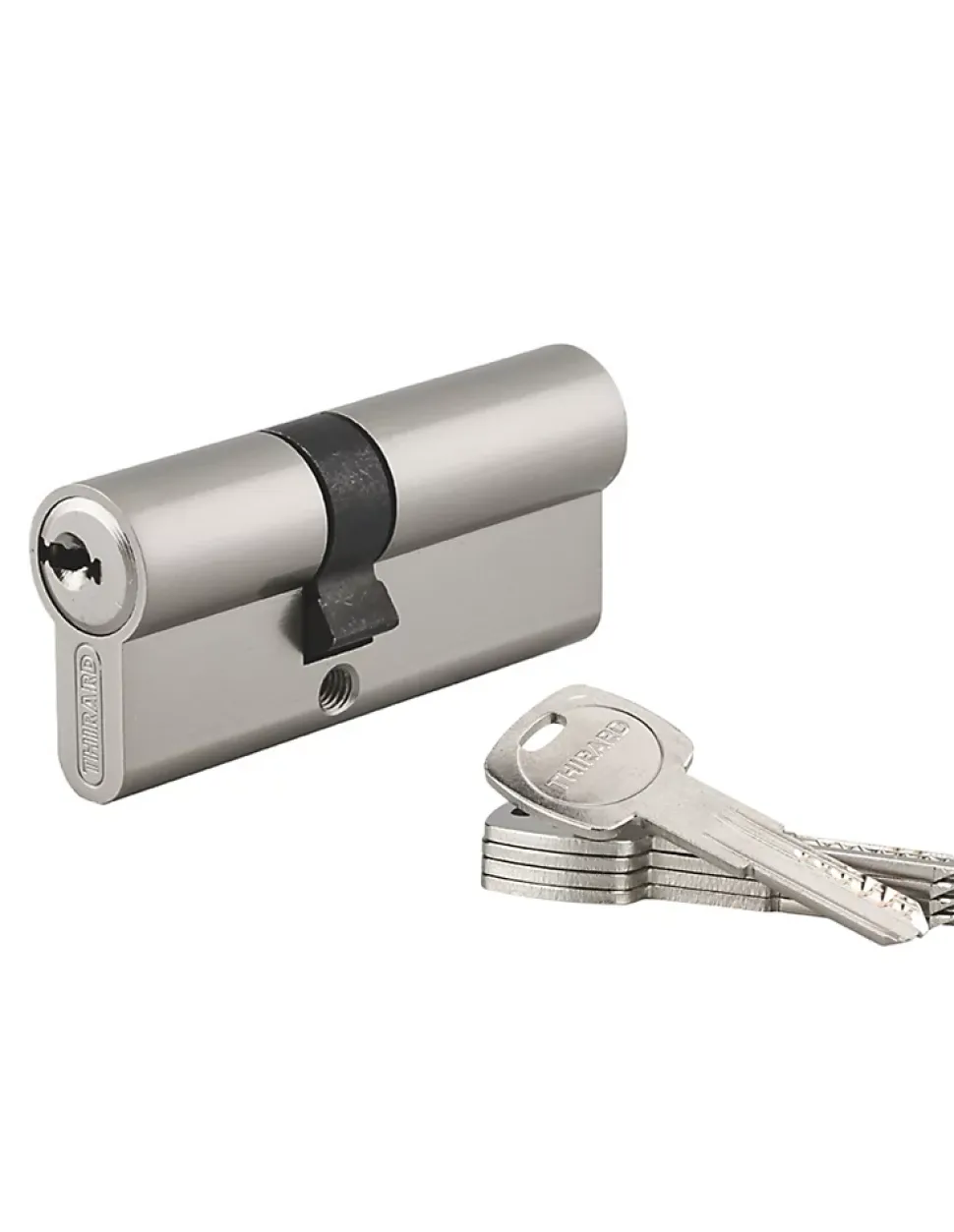Cylindre de serrure double entrée Trafic 6, 30x40mm, anti-arrachement, anti-perçage, nickel, fonction urgence 5 clés - THIRARD