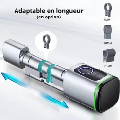 Cylindre électronique de serrure connecté locky-10 bio à empreinte digitale et badge rfid mifare