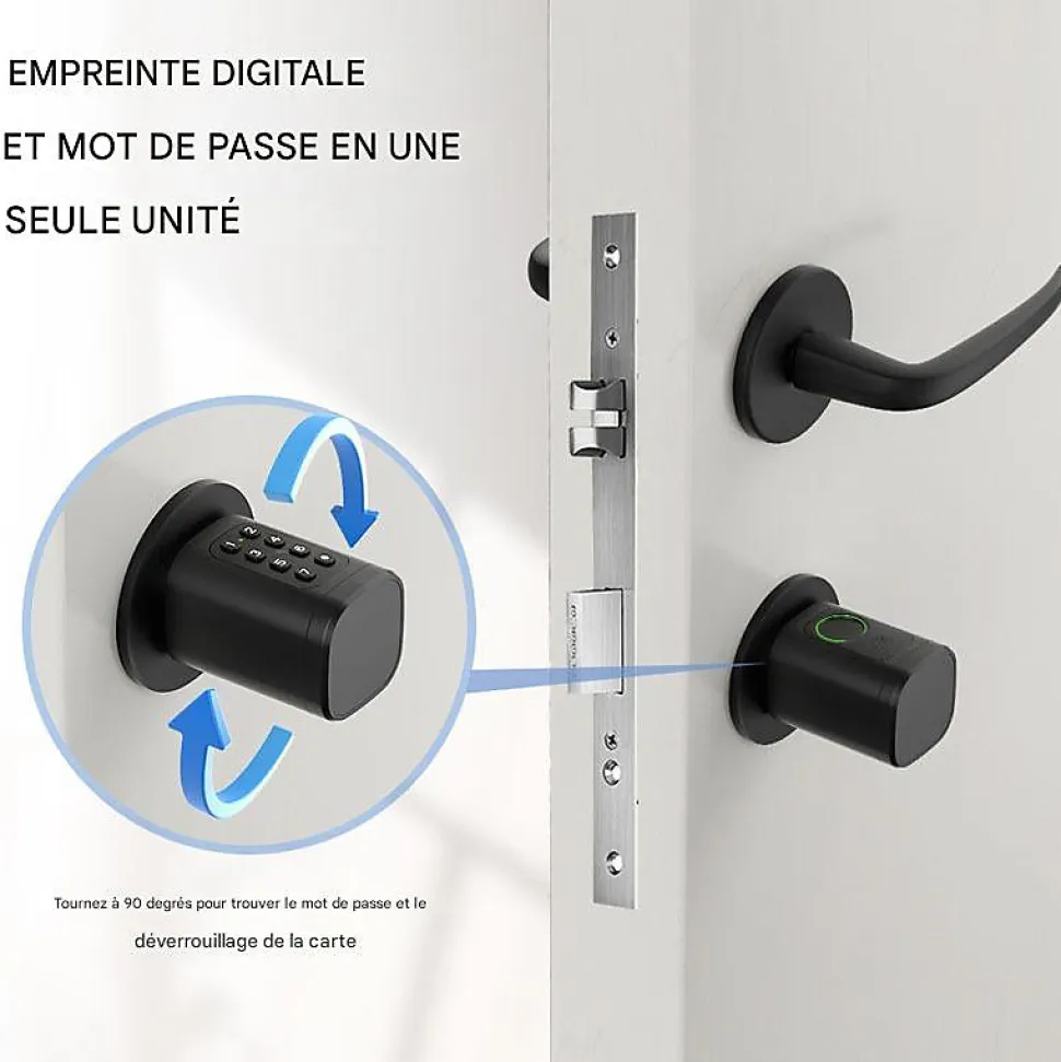 Cylindre Électronique de Serrure Connectée Ouverture Code, RFID & Smartphone