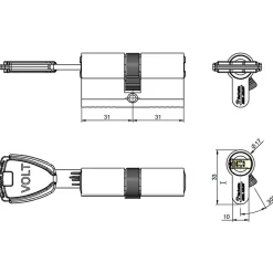 Cylindre Vachette Volt Synkro 30 x 30 mm, 4 clés