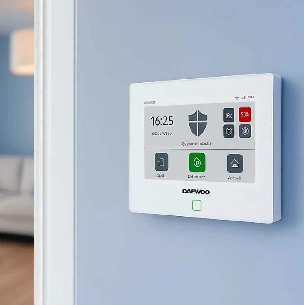 Daewoo - Alarme maison sans fil avec écran tactile 7'' AM353 - 1 caméra extérieure autonome et 1 intérieure et 17 accessoires - Sa