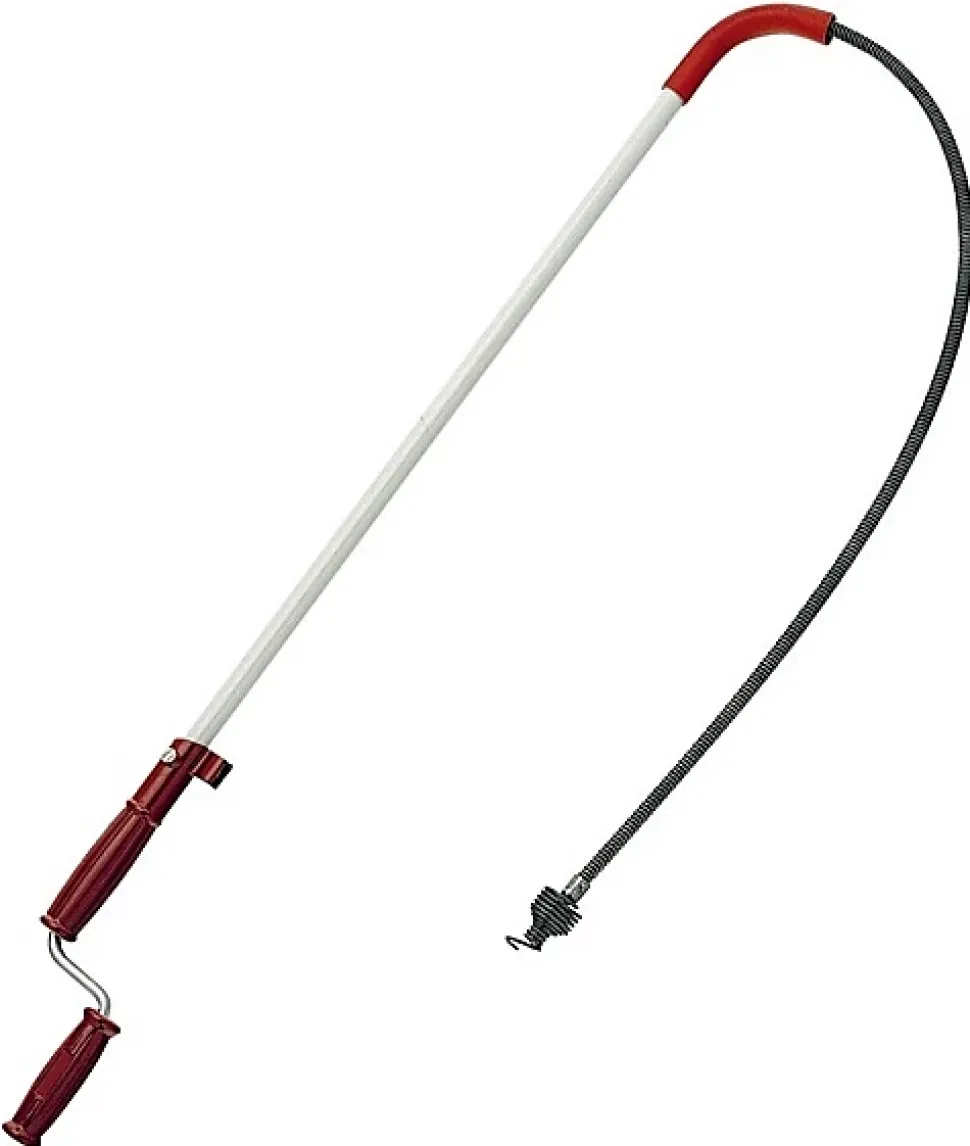 Déboucheur canne WC Virax 160 cm - tête vrille, double spire acier, poignée plastique