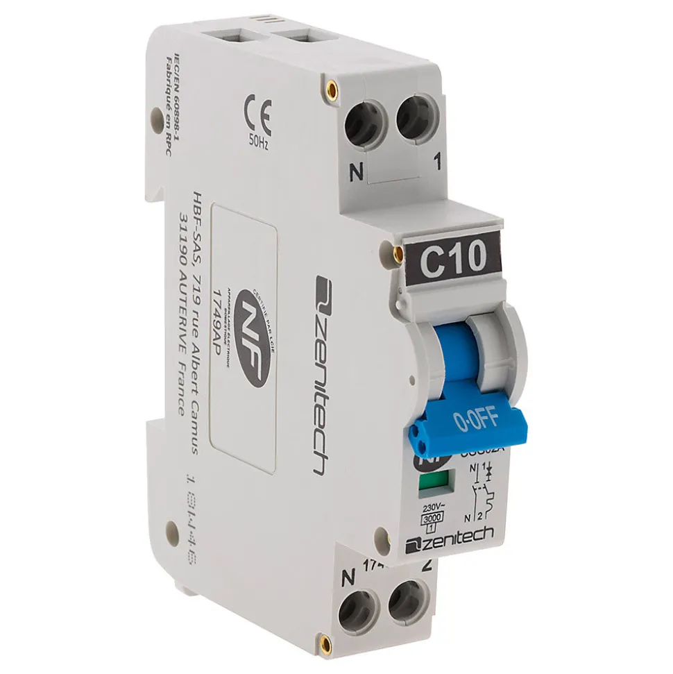 Disjoncteur 10A PH/N - NF - Zenitech