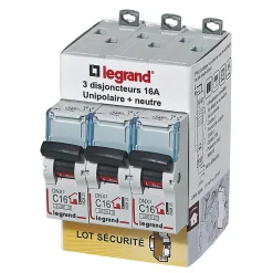 Disjoncteur DNX3 unipolaire + neutre 16A Legrand vendu par 3 pièces