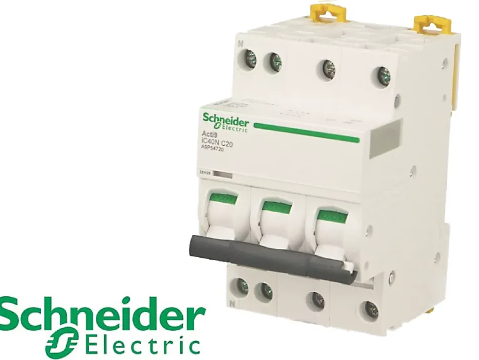 Disjoncteur modulaire tétrapolaire compact Schneider Acti9 iC40N 16A courbe C