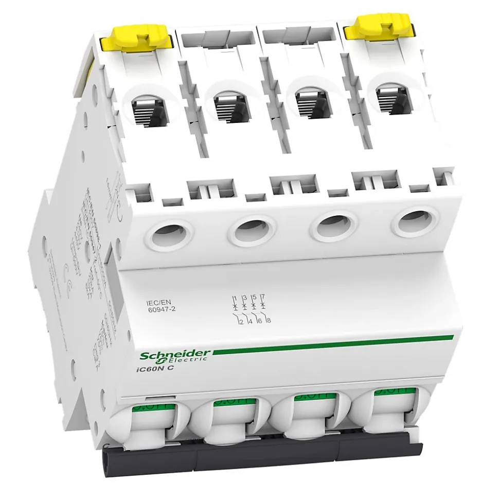 Disjoncteur modulaire tétrapolaire Schneider Acti9 iC60N 20A courbe C