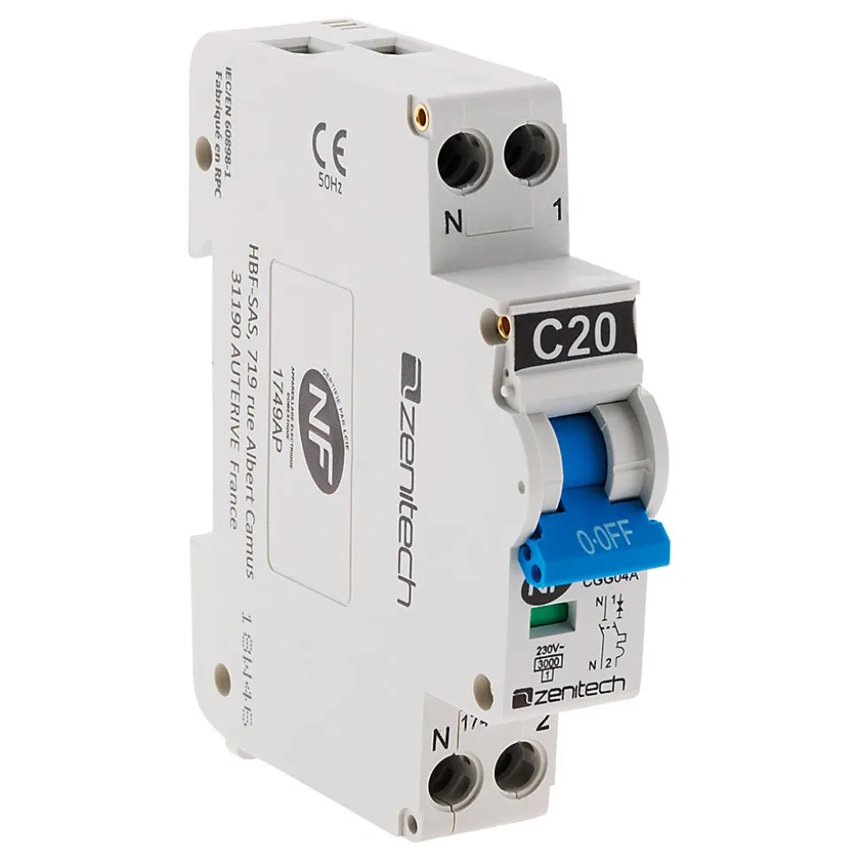 Disjoncteur PH/N 20A cumulus + chauffe-eau Zenitech
