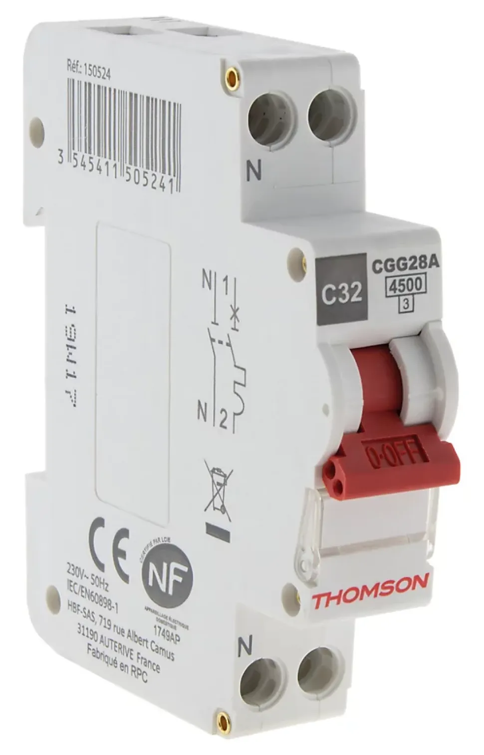 Disjoncteur PH+N 32A NF 4,5KA Thomson