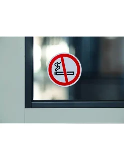 Disque de signalisation Défense de fumer, polystyrène rigide adhésif, diamètre 80mm - THIRARD