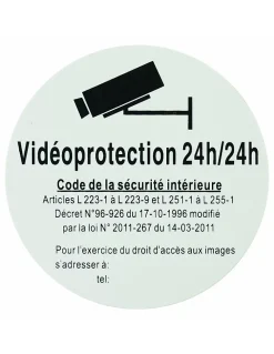 Disque de signalisation Vidéoprojection 24/24, polystyrène rigide adhésif, diamètre 80mm - THIRARD