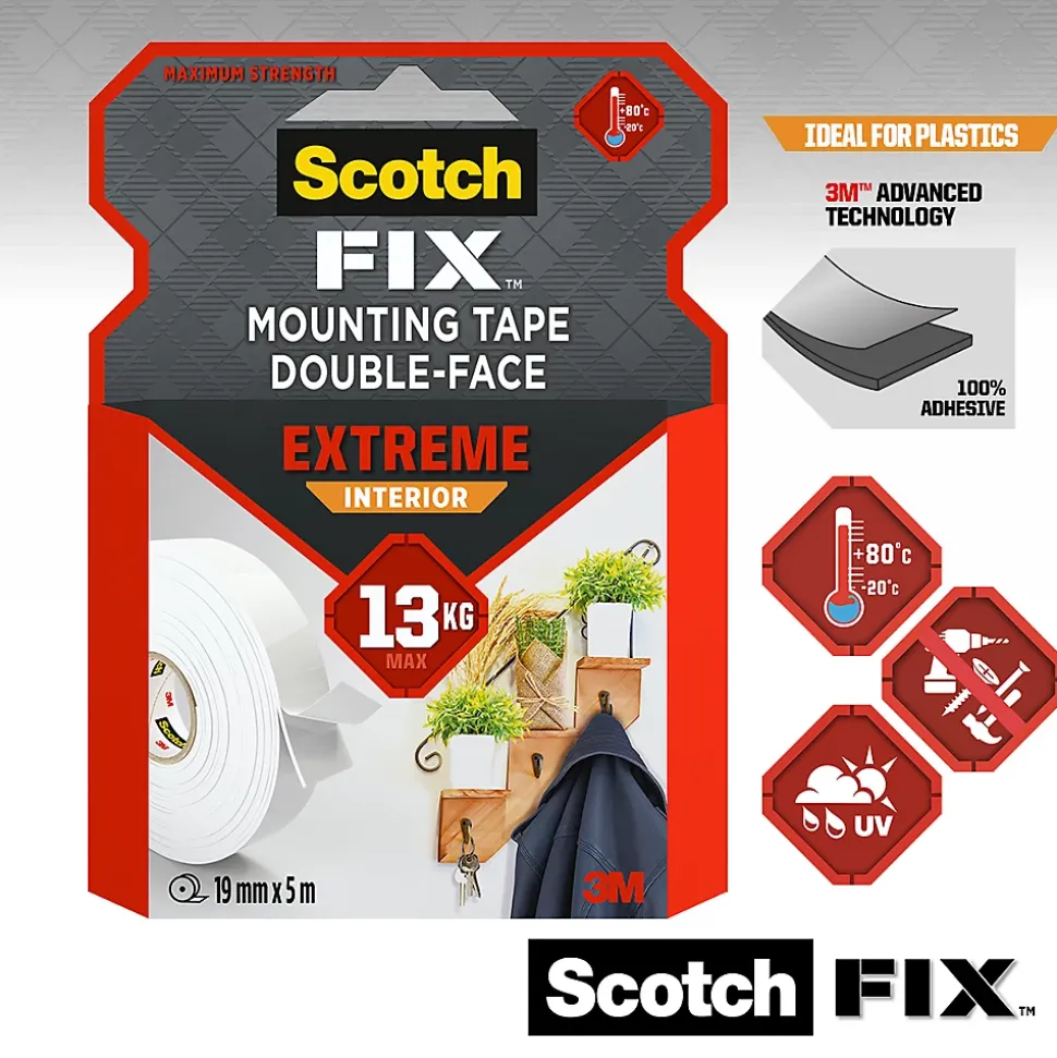 Double face intérieur Scotch Extrême 19 mm x 5 m blanc, 13 kg