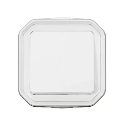 Double interrupteur Legrand Plexo blanc en saillie