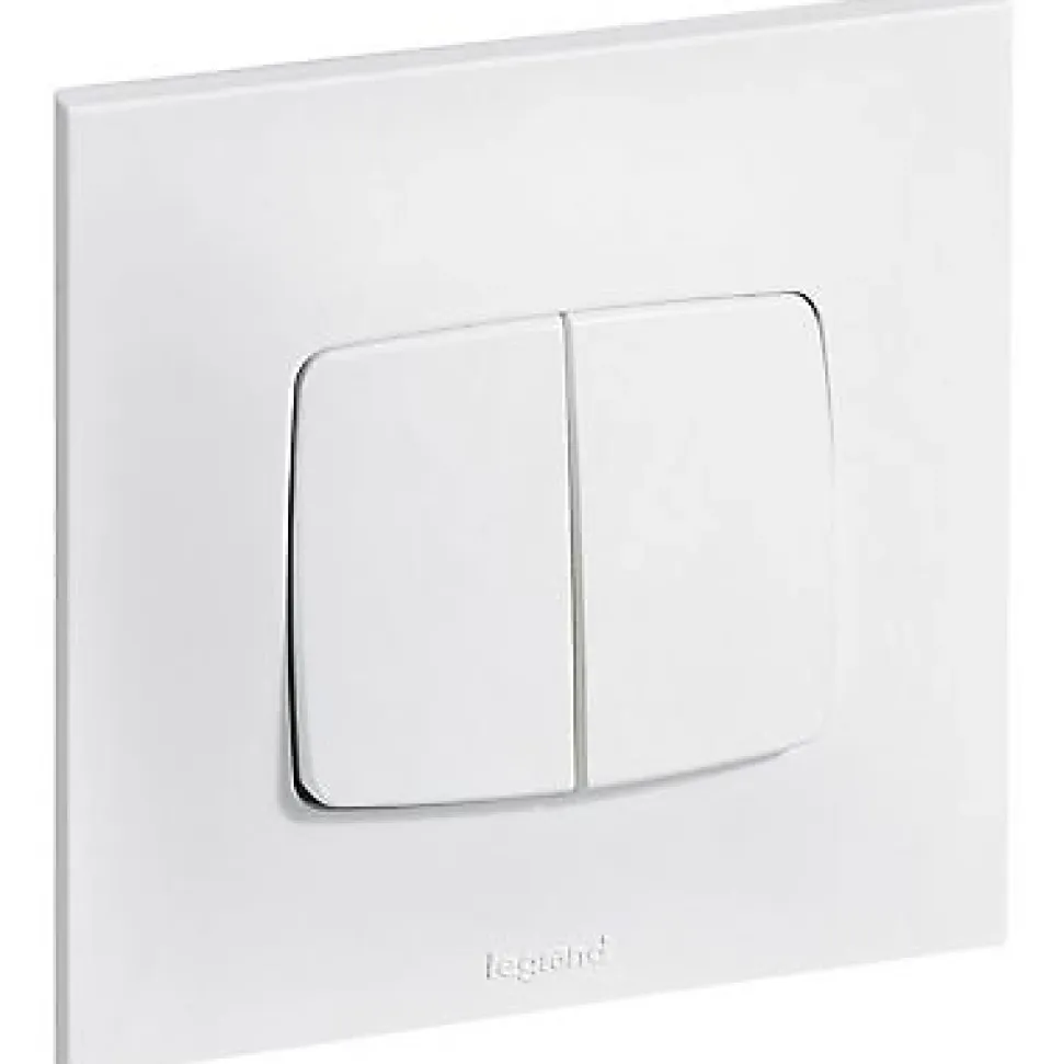 Double interrupteur ou va-et-vient Legrand Neptune 0 913 21 coloris blanc 10 A